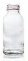 250 ml plasmafles, helder, type 1 geblazen glas
